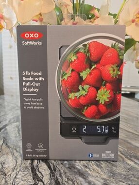 OXO SoftWorks Gray Food Scale with Red Strawberry Graphic